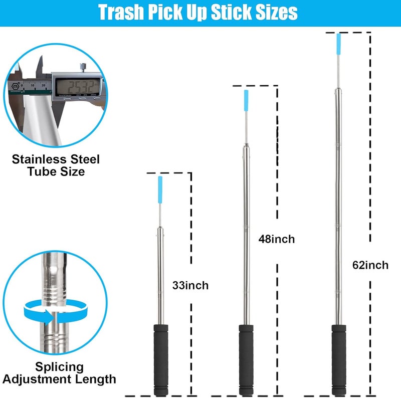 Greeily Trash Picker Upper Grabber, 62inch Garbage Picker Upper Tool Heavy Duty for Trash Grabber and Seniors Stainless Steel Tube Reinforcement Durability - Image 2